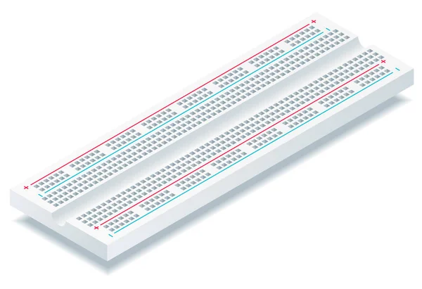 Beyaz arka plan üzerinde izole izometrik vektör breadboard.