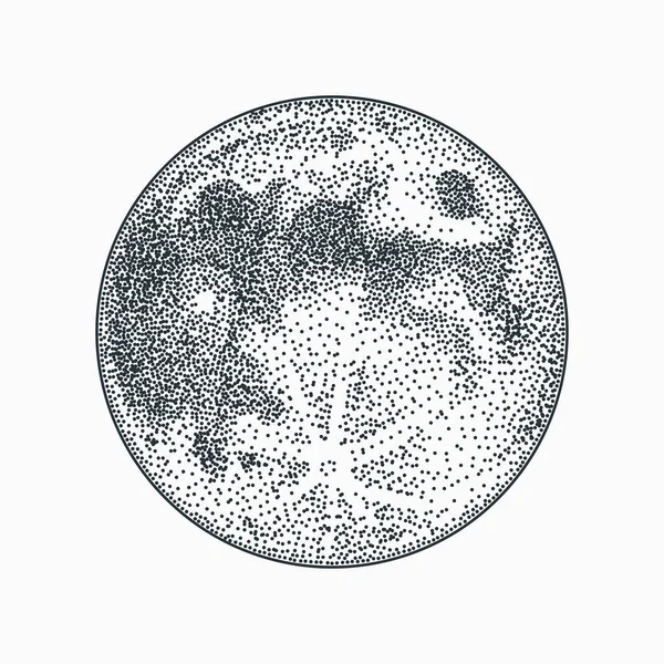 Ilustração Vetor Lunar Sobre Fundo Branco Projeto Tatuagem Blackwork Dotwork —  Vetores de Stock