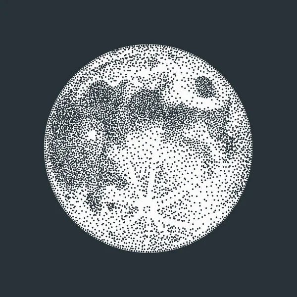 Siyah arka plan üzerine ay vektör çizim. Siyahişi dotwork dövme tasarım.