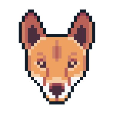Beyaz arka plan üzerinde izole piksel sanat dingo simgesi.