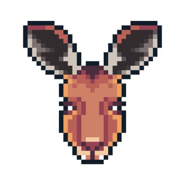 Beyaz arka plan üzerinde izole piksel sanat kanguru simgesi.