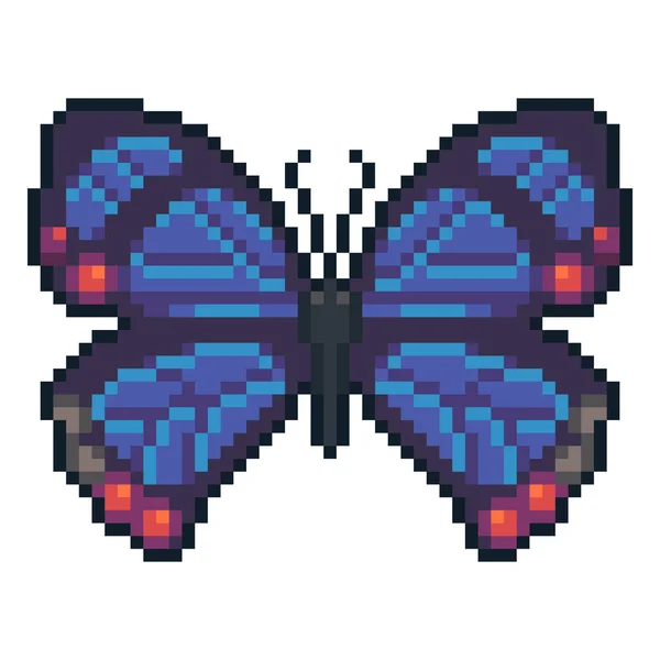 Pixel Art Vector Hairstreak Butterfly Isolated White Background — Stock Vector