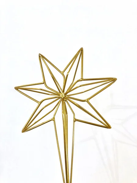 Beyaz Arka Plan Üzerinde Izole Noel Altın Yıldız — Stok fotoğraf