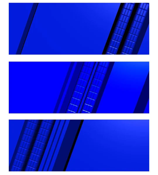Abstraktes Website Banner Oder Header Set Mit Blauen Balken — Stockfoto