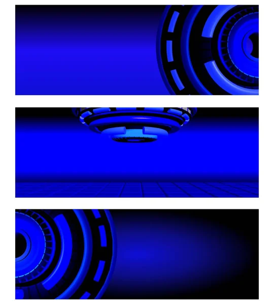 Ιστοσελίδα Banner Κεφαλίδα Οριστεί Αφηρημένο Σκοτεινό Μπλε Κυκλικά Σχήματα — Φωτογραφία Αρχείου