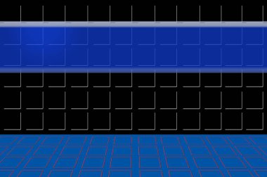 kiremitli arka plan kiremitli kat ve şeffaf mavi afiş ile siyah.