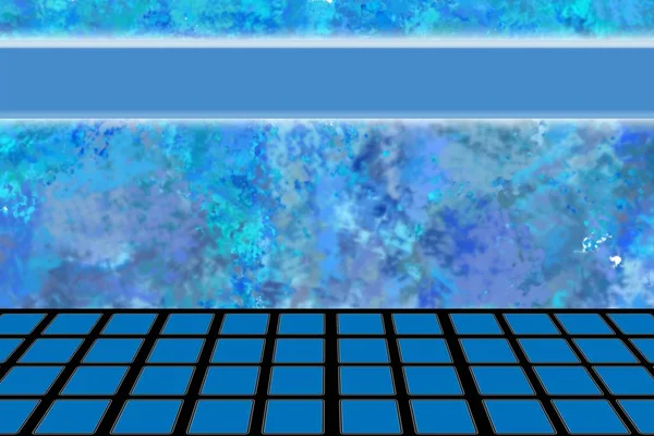 Grunge Hintergrund Blaues Cyan Mit Fliesenboden Und Banner — Stockfoto