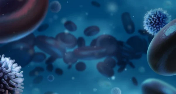 Микроскопический Вид Крови Медицинская Иллюстрация Красные Белые Кровяные Тельца Изображение — стоковое фото