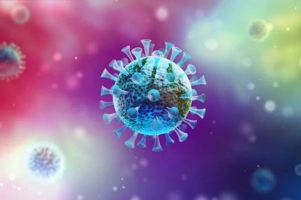 Infekce Virem Uzavírá Lékařská Ilustrace Mikroskopický Pohled Virus Barevném Pozadí — Stock fotografie