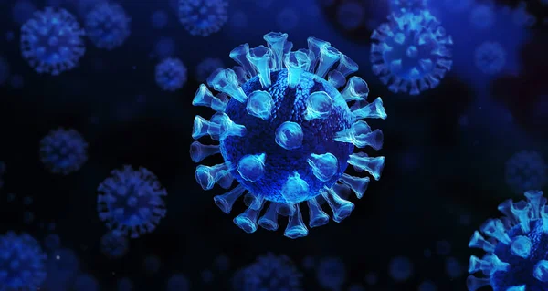 Zakażenie Wirusem Blisko Medyczna Ilustracja Mikroskopijny Widok Wirusa Ciemnym Tle — Zdjęcie stockowe