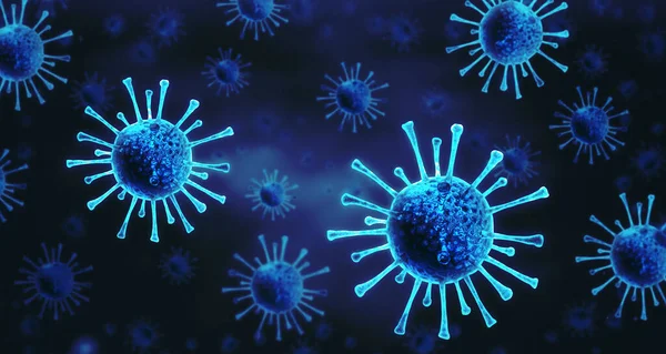 Infekce Virem Uzavírá Lékařská Ilustrace Mikroskopický Pohled Virus Tmavém Pozadí — Stock fotografie