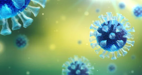 Infeksi Virus Mendekat Ilustrasi Medis Gambaran Mikroskopik Virus Pada Latar — Stok Foto