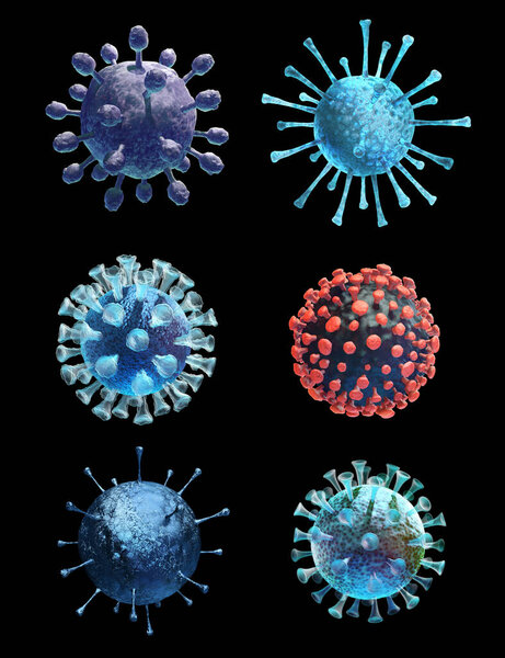 Virus infection collection. 3D high resolution illustration. Medical wallpaper render kit. Coronavirus. COVID-19