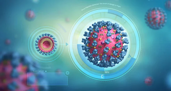 Infecția Virus Detectată Sânge Vedere Microscopică Infecției Virale Ilustrație Medicală — Fotografie, imagine de stoc