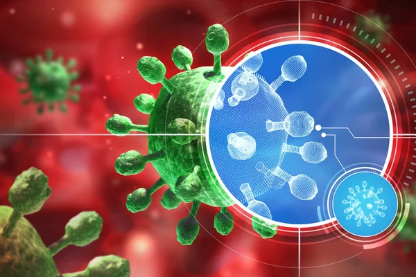 Virusinfektion Blut Nachgewiesen Mikroskopischer Blick Auf Virusinfektionen Medizinische Illustration Coronavirus Stockbild
