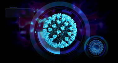 Coronavirus kanda tespit edildi. Virüs enfeksiyonunun mikroskobik görüntüsü. Üç boyutlu tıbbi illüstrasyon. Coronavirus. COVID-19
