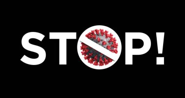 Korkunç virüs enfeksiyonu yaklaşıyor. COVID-19 'un 3 boyutlu medikal illüstrasyon duvar kağıdı. Koyu renk koronavirüs kavramı