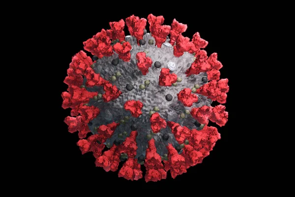 Coronavirus enfeksiyonu siyah arka planda izole edilmiş. COVID-19 'un 3 boyutlu tıbbi illüstrasyon duvar kağıdı