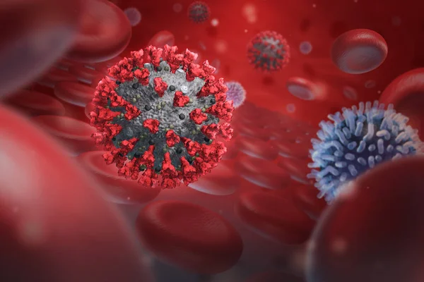 Virusinfektionen Aus Nächster Nähe Medizinische Illustration Von Covid Coronavirus Stockfoto