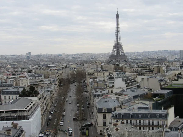 Blick Auf Den Eiffelturm Vom Arc Triomphe Paris Frankreich Einem — Stockfoto