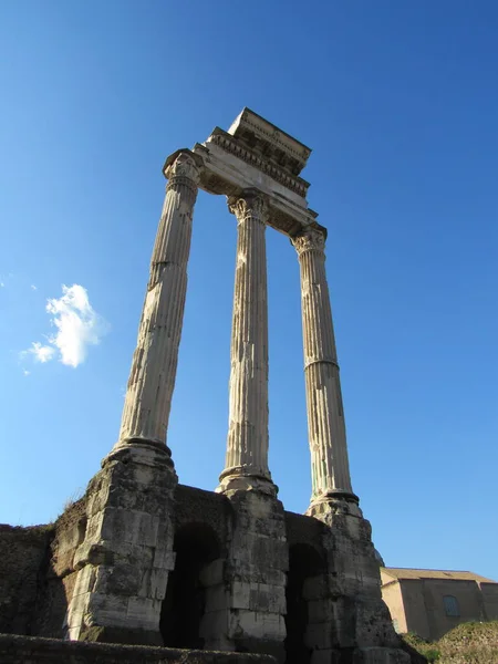 Roma Talya Daki Roma Forumunda Castor Pollux Tapınağı — Stok fotoğraf