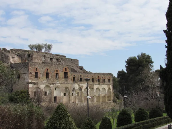 Vista Las Ruinas Escombros Los Edificios Antigua Ciudad Pompeya Italia — Foto de Stock