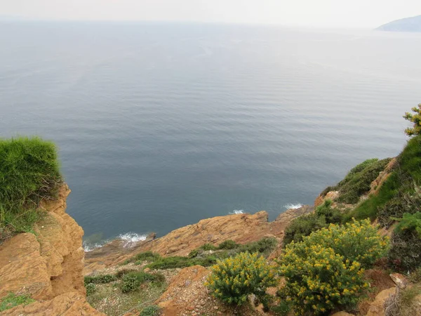 View of the Aegean Sea as seen from Temple of Poseidon in Cape Sounion, Greece