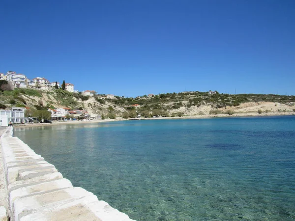 View Blue Clear Aegean Sea Taken Greek Island Samos — Stock fotografie