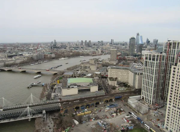 View Top London Eye Ferris Wheel Cloudy Day London England — Stock Photo, Image