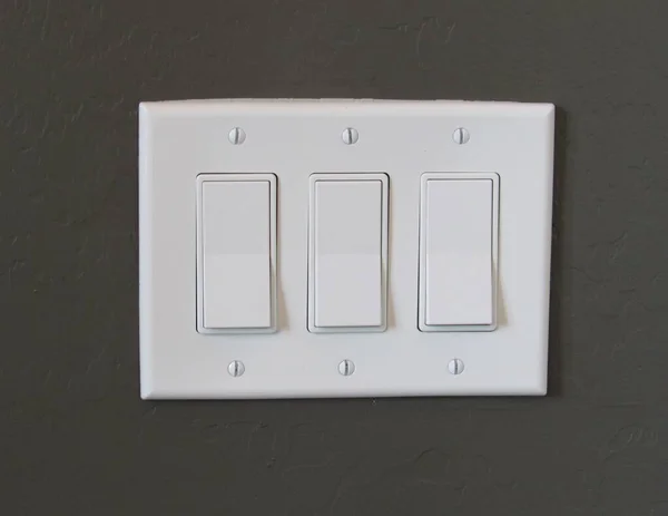 White Modern Light Switch Set Painted Interior Wall — Stock Photo, Image