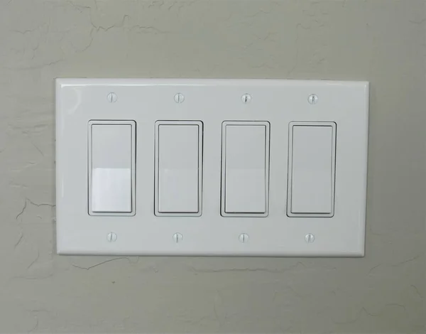 Interruptor Luz Moderno Branco Definido Uma Parede Interior Pintada — Fotografia de Stock