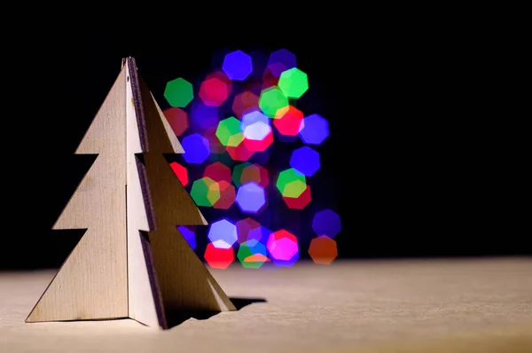 Renkli Bokeh Bulanıklık Açık Renkli Noel Oyuncak Ağacına — Stok fotoğraf