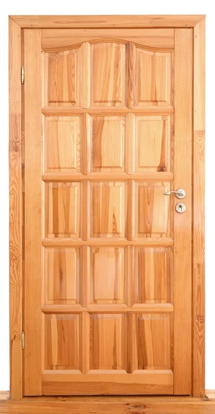 Wooden Doors Natural Pine Color Front View — Stock Photo, Image