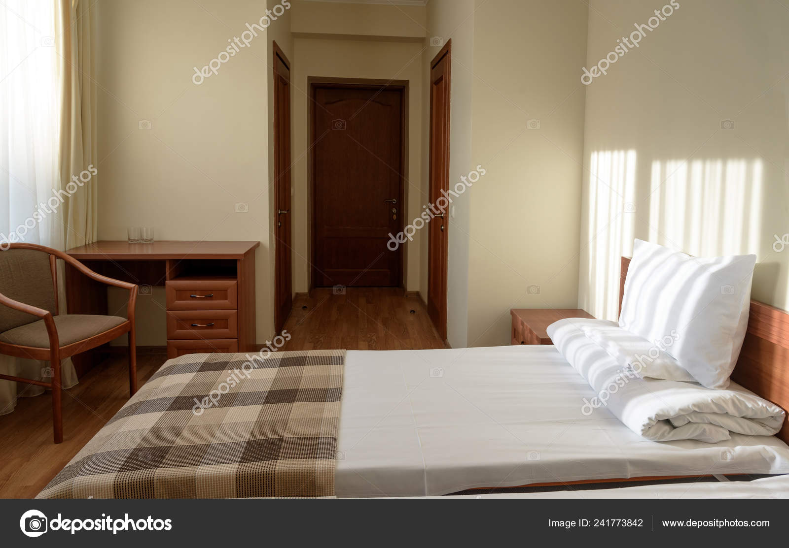 Interior Comfortable Budget Hotel Bedroom Bed Stock Photo C Hrabar 241773842