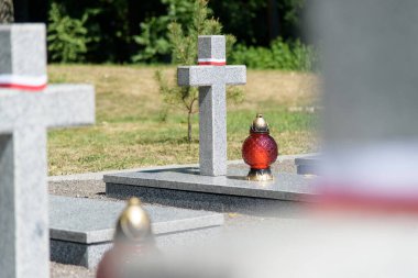 1920 Polonya-Sovyet Savaşı anısına Zadvirya tren istasyonu (Zadworze) yakınlarındaki Polonya askeri anıtında çapraz mezar