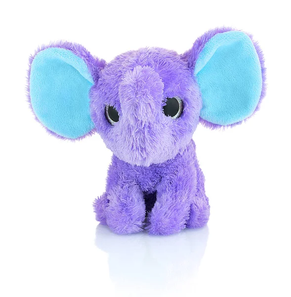 Elephant Plushie Docka Isolerad Vit Bakgrund Med Skugga Reflektion Plysch — Stockfoto