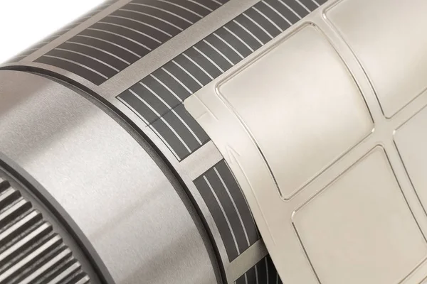 Magnetzylinder Mit Angebrachtem Flexiblen Stanzen Zum Stanzen Auf Einer Rotationsdruckpresse — Stockfoto