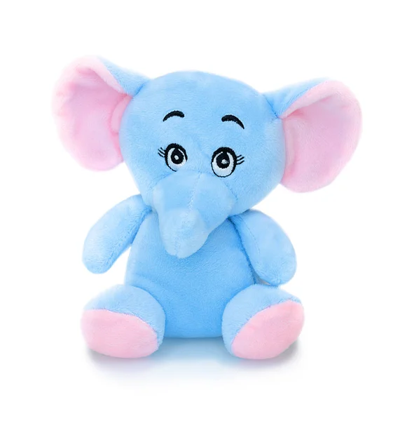 Muñeca Elefante Plushie Aislada Sobre Fondo Blanco Con Reflejo Sombra —  Fotos de Stock