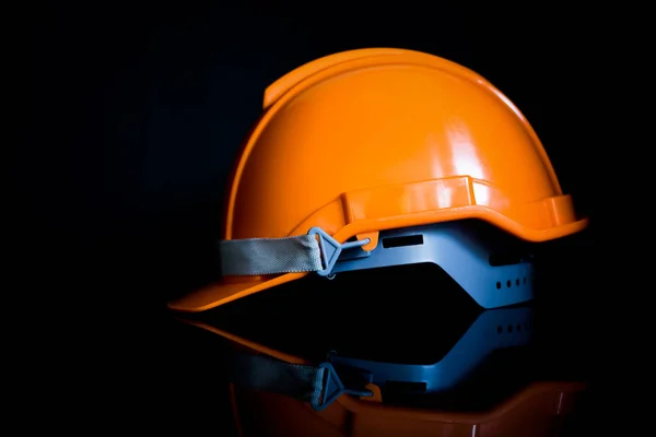 Safety Helmet Black Backgrounds Used Engineers Industry Construction — Stock Photo, Image