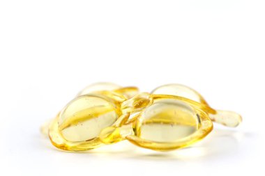 Sağlıklı vitaminler, Omega 3, izole edilmiş, beyaz bir arka planı var. Anlaşıldı.
