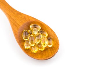 Sağlıklı vitaminler, Omega 3, izole edilmiş, beyaz bir arka planı var. Anlaşıldı.