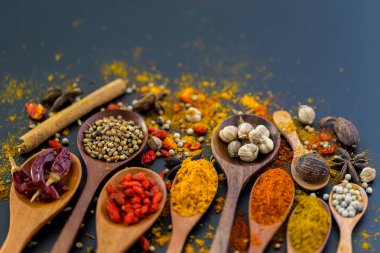 Yemek pişirmek için baharatlar ve otlar, boşluğu kopyala.