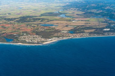Kingscliff, Tweed shire, Avustralya ve Cudgen su havadan görünümü