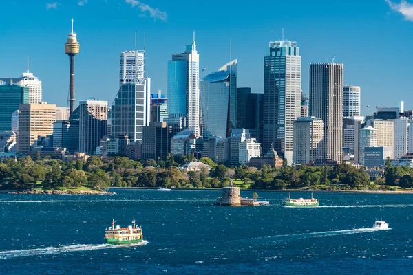 Sydney Vue Sur Paysage Urbain Avec Des Yachts Des Ferries — Photo