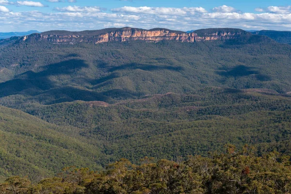 Paysage Montagnes Bleues Avec Forêt Eucalyptus Wentworth Falls Nouvelle Galles — Photo