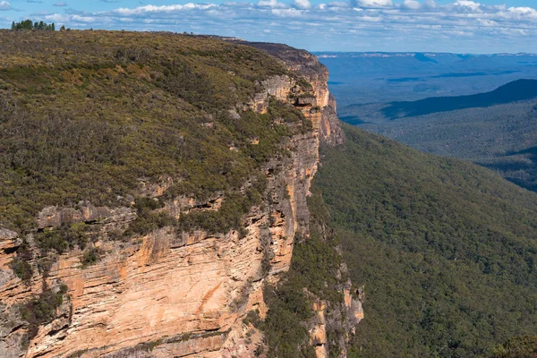 Paisagem Montanhas Azuis Com Floresta Eucalipto Wentworth Falls Nova Gales — Fotografia de Stock