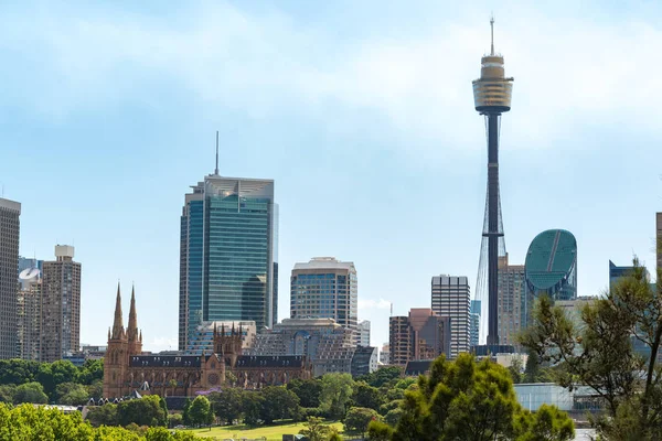 Paesaggio Urbano Sydney Con Cattedrale Marys Torre Sydney Nella Giornata — Foto Stock