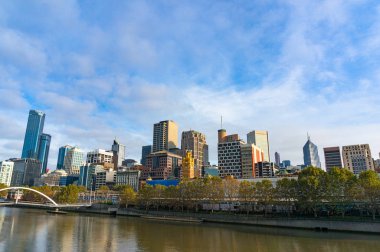 Beautiful Melbourne CBD cityscape and Yarra river landscape on sunny morning