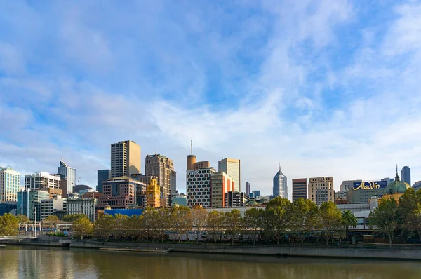 Melbourne Austrália Abril 2017 Horizonte Melbourne Paisagem Rio Yarra Manhã — Fotografia de Stock