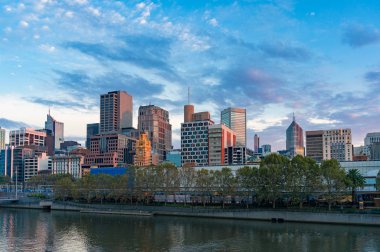 Melbourne şehir merkezinde sabah panoramik görünümü